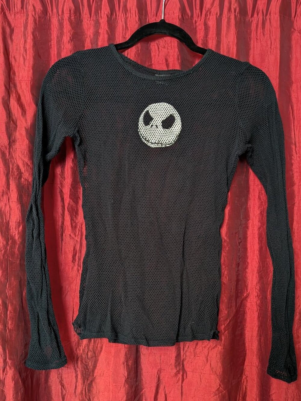 Y2K Jack Skellington Long Sleeve Fishnet Nightmare Before Christmas Shirt